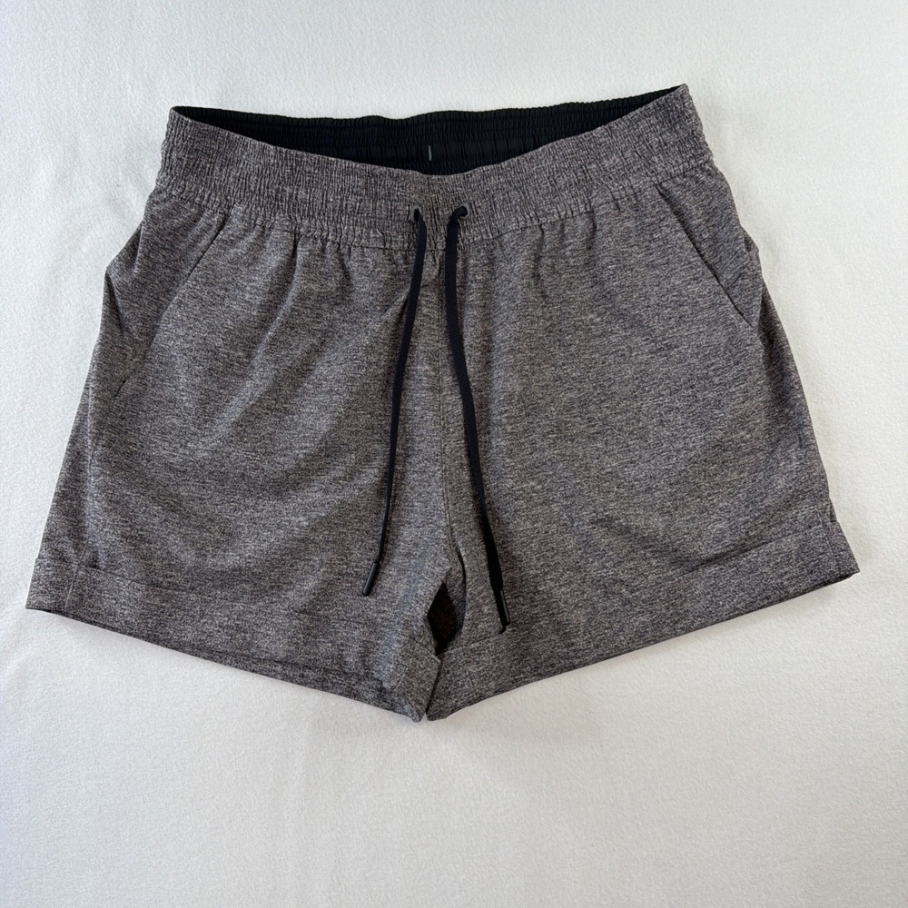 Lululemon Womens 8 Gray Lined Running Shorts Drawstring Athletic Workout